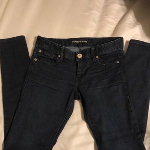 Dark wash. Low rise denim